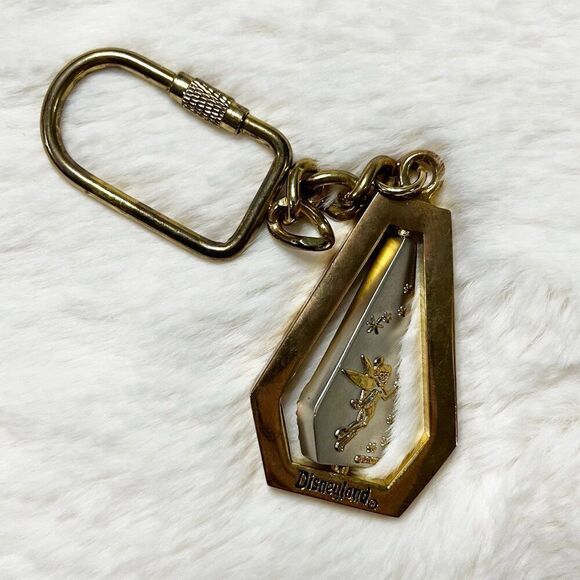 🔮 5/$25‎ Disney Gold Silver Metal Disneyland Tinker Bell Castle Spin Keychain - Picture 2 of 6